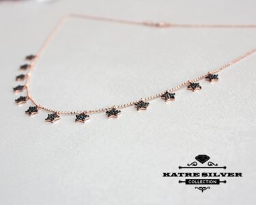 Tiny Star Onyx Dangle Necklace 925 Sterling Silver Rose Gold Plated Silver Star Necklace Dangle Necklace Layering Necklace Vintage Necklace - Image 4