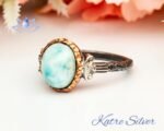 Larimar Silver Ring, Natural Larimar Ring, Ocean Larimar Ring, Sterling Silver Ring for Women, 92.5 Silver Ring, Larimar Statement Ring - Image 4