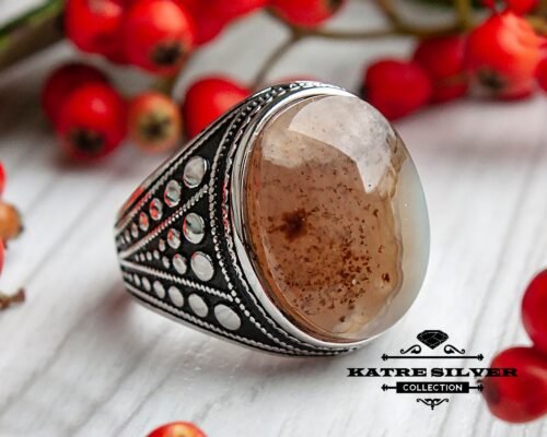 Unique Yemen Agate Mens Ring Sterling Silver Boho Jewelry Handcrafted Silver Rings Turkish Ring Authentic Piece of Mens Silver Jewelry