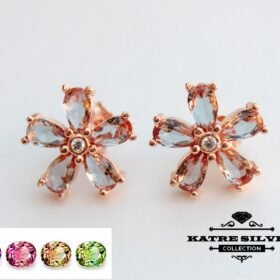 Color Change Sultanite Earring, Floral Earrings, Floral Jewelry, Flower Earring, Earring for Women, Rose Minimalist Earring, Gifts for Women