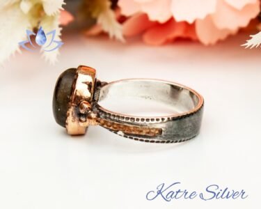 Unique Labradorite Ring Silver 925 – Handmade Oval Natural Labradorite Boho Statement Ring Gift for Her - Image 5