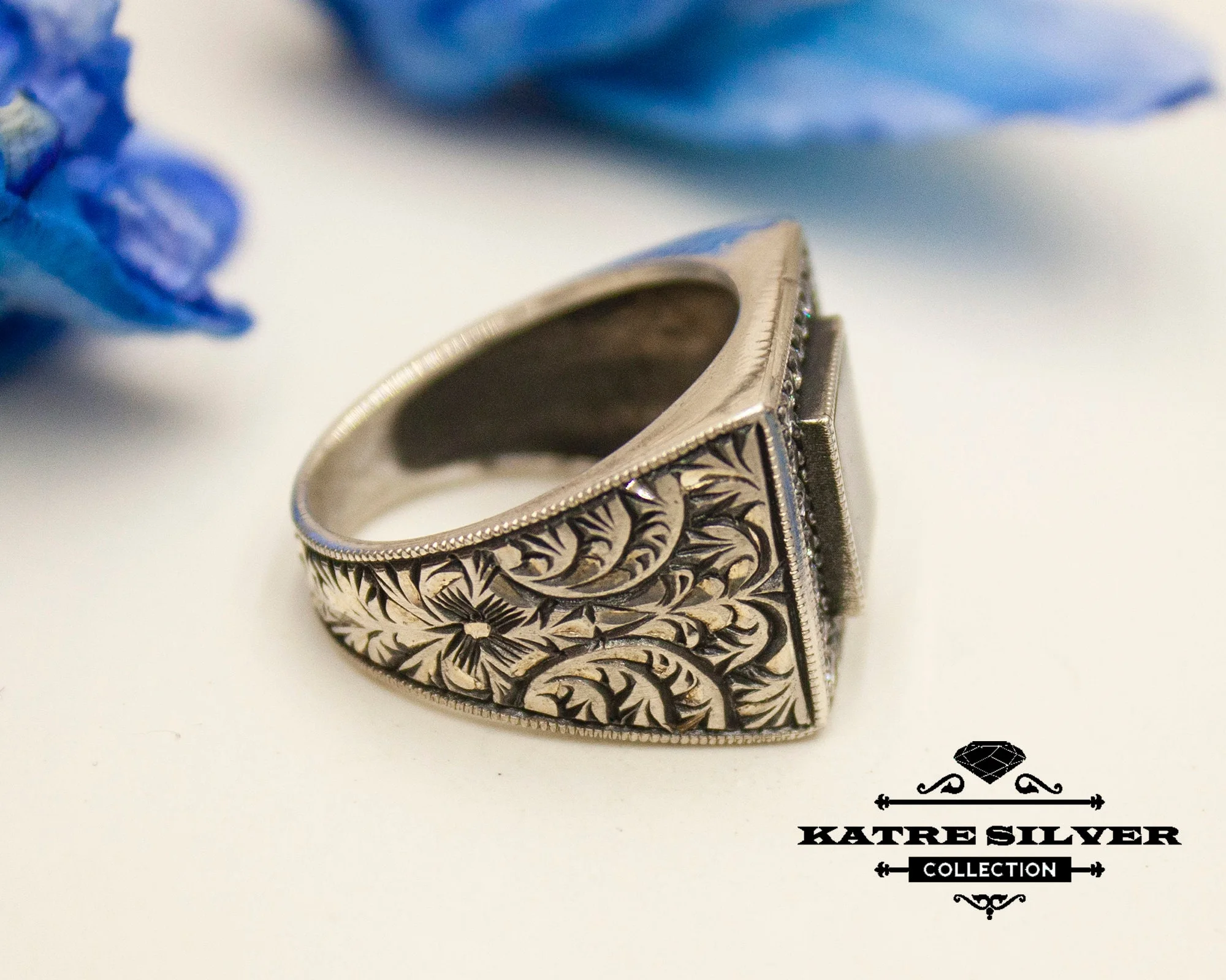 Unique Ottoman Black Stone Ring 925 Silver – Handmade Turkish Signet Ring Vintage Men Jewelry Gift for Him - Image 6