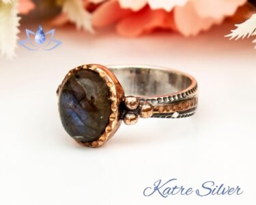 Unique Labradorite Ring Silver 925 – Handmade Oval Natural Labradorite Boho Statement Ring Gift for Her - Image 4