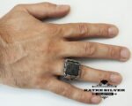 Mens Handmade Ring, Turkish Handmade Silver Men Ring, Ottoman Mens Ring, Black Agate Men Ring, Gift for Him, 925k Sterling Silver Ring - Image 2