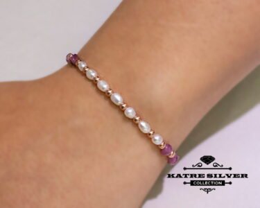 Unique Tourmaline Pearl Bracelet 925 Silver – Handmade Turkish Protective Gemstone Antique Elegant Jewelry Gift for Her - Image 2