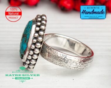 Pear Shape Turquoise Ring, Pear Ring, Blue Turquoise Ring, Handmade Ring, Statement Ring, Boho Ring, Unique Ring, Ring for Women, 925 Silver - Image 5