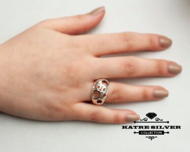 Unique Perforated Turkish Silver Ring 925 – Handmade Contemporary Statement Ring Minimalist Stylish Gift for Her - Image 2