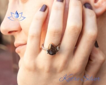 Pear Cut Natural Black Rutilated Quartz Ring, Sterling Silver Ring, Natural Quartz Ring, April Birthstone, Vintage Pear Ring, Gift for Her - Image 2