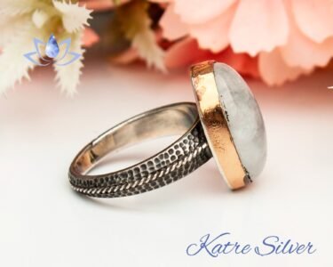 Oval Moonstone Ring, Rainbow Moonstone Ring, Moonstone Ring Silver, Natural Moonstone Ring, Engagement Ring, Birthstone Ring, Gift for Her - Image 6
