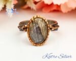 Oval Labradorite Boho Ring, Labradorite Ring, Natural Labradorite Ring for Women, Sterling Silver Ring, Statement Ring, Stacking Ring - Image 3