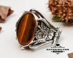 Tiger Eye Turkish Mens Ring, Turkish Silver Ring, Ottoman Men Ring, Ottoman Mens Ring, Ottoman Ring, Men 925k Silver Ring, Unique Mens Ring - Image 4