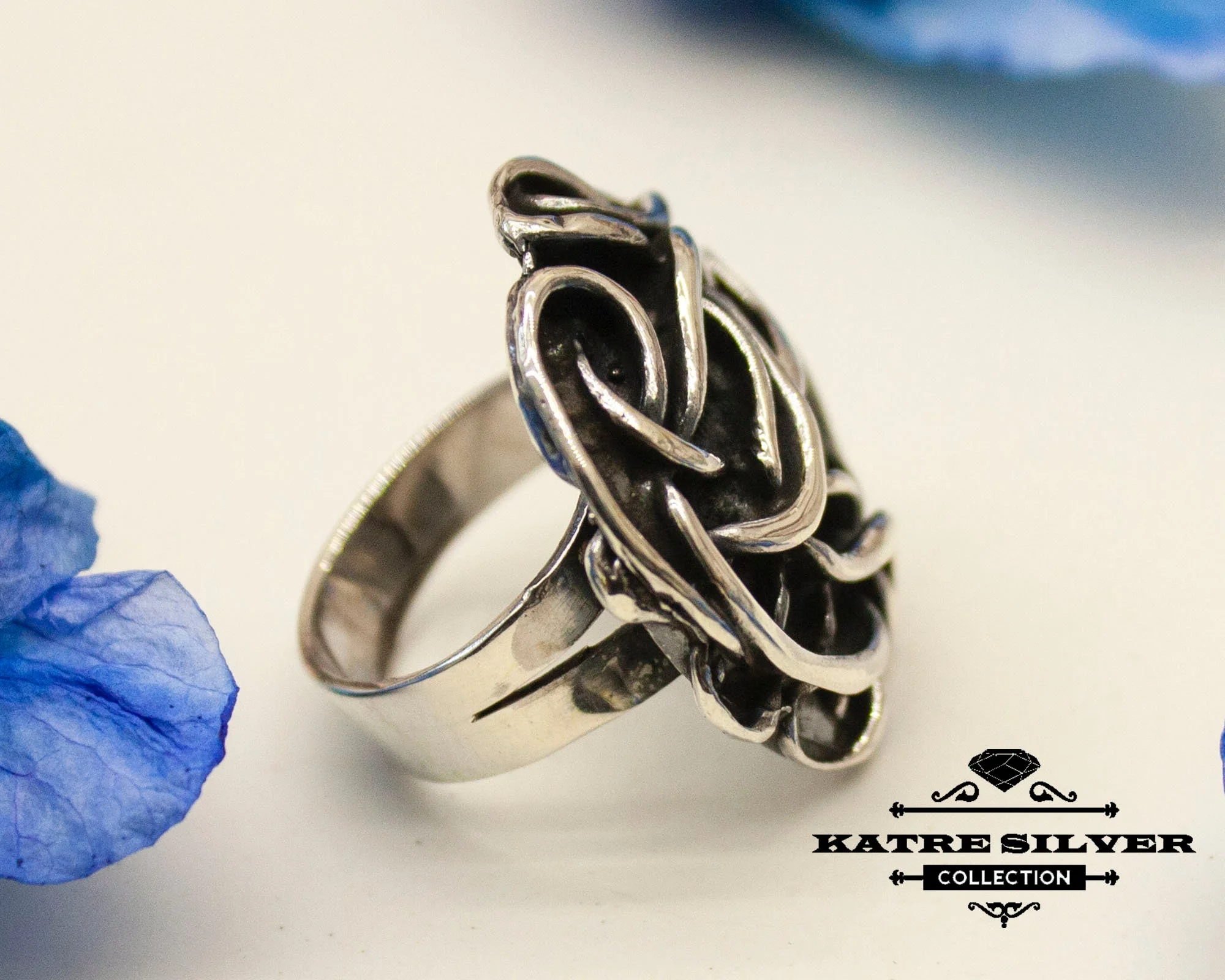 Solid Silver Vintage Ladies Ring, Ladies Fine Jewelry, Black Wire Ring, Authentic Ring, Trendy Ring, Modernist Ring, Silver Ladies Ring - Image 7