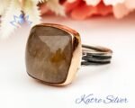 Natural Cushion Cut Golden Rutile Quartz Engagement Ring, Yellow Rutilated Quartz Solitaire Ring, One of a Kind Ring, Unique Gift for Wife - Image 4