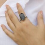 Antique Sapphire Ring for Women, Unique Dark Blue Sapphire Stone, Hand Made Silver Ring, Anniversary Gifts - Image 5