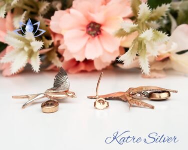 Color Change Stone Dove Bird Animal Earrings, Color Changing Designer Earrings, Animal Stud Earrings, Bird Earrings, Bird Lover Gift - Image 8