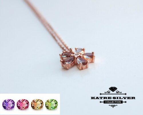 Sultanite Diaspore Flower Necklace 925 Sterling Silver Rose Gold Plated Color Change Sultanite Necklace Turkish Diaspore Flower Pendant - Image 3