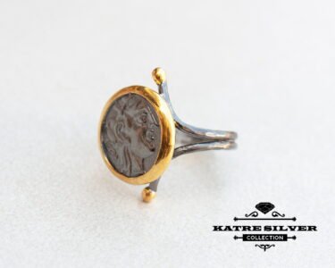 Unique Gold Plated Coin Ring 925 Silver – Ancient Coin Vintage Statement Ring Handmade Custom Jewelry Gift for Her - Image 3