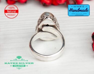 Silver Genuine Larimar Ring, Larimar Silver Ring, Larimar Ring, Blue Larimar, Larimar Jewelry, Statement Ring, Blue Stone Ring, Boho Ring - Image 7