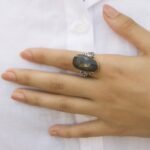Antique Sapphire Ring for Women, Unique Dark Blue Sapphire Stone, Hand Made Silver Ring, Anniversary Gifts - Image 2