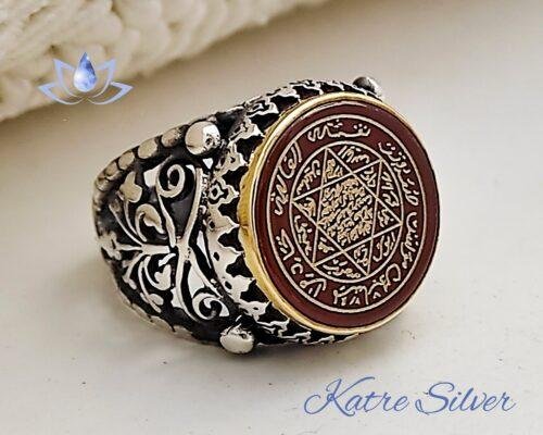 Mens Handmade Ring Turkish Handmade Silver Ottoman Mens Ring Agate Ring Agate Men Ring The Star of David Gift for Him 925k Sterling Silver