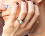 Natural Larimar Ring, Minimalistic Silver Ring, Larimar Ring, Sterling Silver, Larimar Statement Ring, Boho Ring, 92.5 Silver Ring - Image 2