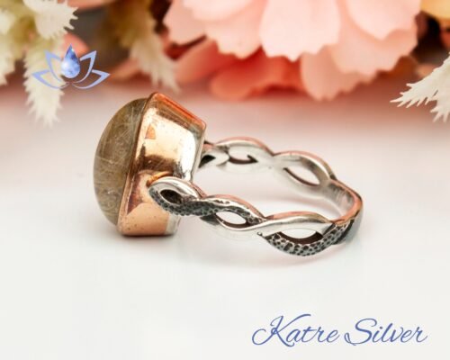 Natural Oval Cut Golden Rutile Quartz Engagement Ring, Yellow Rutilated Quartz Solitaire Ring, One of a Kind Ring, Unique Gift for Wife - Image 5