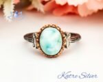 Larimar Silver Ring, Natural Larimar Ring, Ocean Larimar Ring, Sterling Silver Ring for Women, 92.5 Silver Ring, Larimar Statement Ring - Image 3