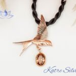 Changing Color Mood Stone Dove Bird Pendant, Color Change Custom Pendant, Antique Gemstone Vintage Pendant, Necklace Gift