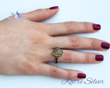 Natural Oval Cut Golden Rutile Quartz Engagement Ring, Yellow Rutilated Quartz Solitaire Ring, One of a Kind Ring, Unique Gift for Wife - Image 2