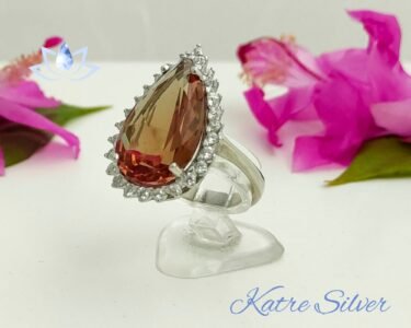 Pear Sultanite Woman Ring, Handmade Silver Ring, Diaspore Woman Ring, Long Ring, Statement Ring, Sterling Silver, Woman Ring - Image 5