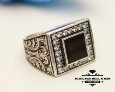 Mens Handmade Ring, Ottoman Mens Ring, Turkish Handmade Silver Men Ring, Black Stone Ring, Gift for Him, 925k Sterling Silver Ring