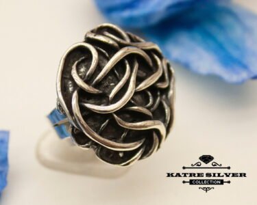 Solid Silver Vintage Ladies Ring, Ladies Fine Jewelry, Black Wire Ring, Authentic Ring, Trendy Ring, Modernist Ring, Silver Ladies Ring - Image 3