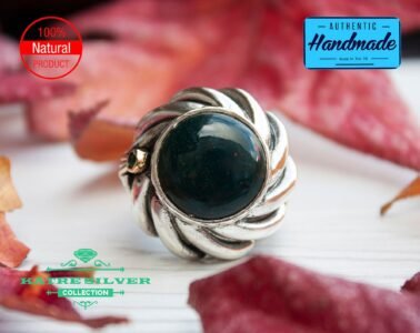 Unique Bloodstone Mens Ring Silver 925 – Handmade Turkish Ottoman Statement Ring Natural Gemstone Gift for Him - Image 2