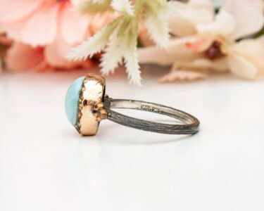 Natural Larimar Ring, Minimalistic Silver Ring, Larimar Ring, Sterling Silver, Larimar Statement Ring, Boho Ring, 92.5 Silver Ring - Image 6