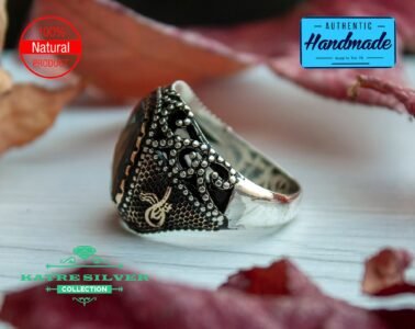 Unique Sapphire Mens Ring Silver 925 – Handmade Celtic Statement Turkish Silver Ring Gift for Him - Image 5