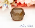 Natural Cushion Cut Golden Rutile Quartz Engagement Ring, Yellow Rutilated Quartz Solitaire Ring, One of a Kind Ring, Unique Gift for Wife - Image 3