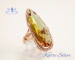 Rose Gold Pear Sultanite Woman Ring, Diaspore Woman Ring, Handmade Silver Ring, Long Ring, Statement Ring, Sterling Silver - Image 3