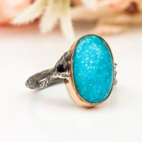Large Raw Turquoise Ring, Precious Stone, Dainty Ring, Turquoise Stacking Ring, Blue Teal Ring, December Birthstone Ring, Birthday Gift