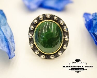Unique Vintage Malachite Ring, Handmade Ring, Statement Ring, Malachite Ring, Natural Malachite, Green Stone Ring, Green Ring, Gift Ring - Image 3