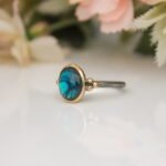 Colored Mother of Pearl Blue Ring, Hand Made Jewelery, Mosaic Shell, Sterlig Silver 925, Promise Ring, Gift for Her - Image 5