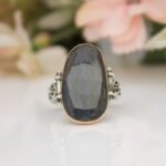 Antique Sapphire Ring for Women, Unique Dark Blue Sapphire Stone, Hand Made Silver Ring, Anniversary Gifts - Image 3