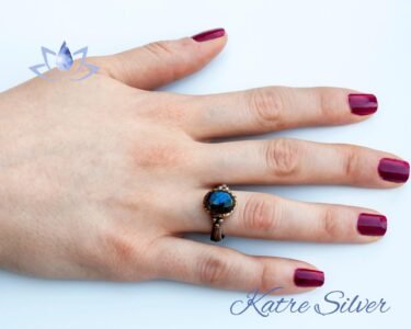 Unique Labradorite Ring Silver 925 – Handmade Oval Natural Labradorite Boho Statement Ring Gift for Her - Image 2