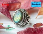 Mens Handmade Ring, Turkish Handmade Silver Men Ring, Ottoman Mens Ring, Labradorite Men Ring, Gift for Him, 925k Sterling Silver Ring - Image 5