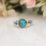 Turquoise Ring for Women, Sterling Silver Ring, Swan Ring, Minimalist Promise Ring, Natural Turquoise Jewelry, Stone Ring, Statement Ring - Image 3