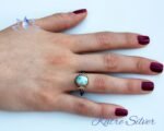 Larimar Silver Ring, Natural Larimar Ring, Ocean Larimar Ring, Sterling Silver Ring for Women, 92.5 Silver Ring, Larimar Statement Ring - Image 2