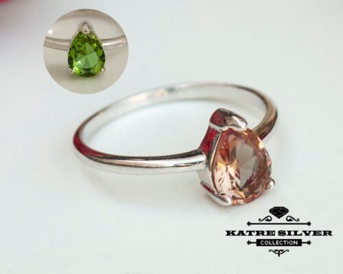 Teardrop Solitaire Sultanite Ring, Diaspore Ring, Color Change Ring, Turkish Ring, Women Ring, Statement Ring, 925 Silver Ring, Boho Ring