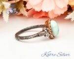 Larimar Silver Ring, Natural Larimar Ring, Ocean Larimar Ring, Sterling Silver Ring for Women, 92.5 Silver Ring, Larimar Statement Ring - Image 6