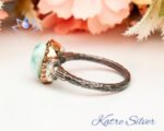 Larimar Silver Ring, Natural Larimar Ring, Ocean Larimar Ring, Sterling Silver Ring for Women, 92.5 Silver Ring, Larimar Statement Ring - Image 5