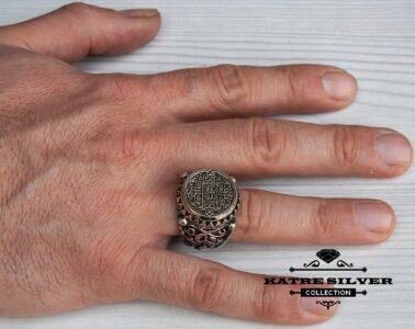 Unique Ottoman Seal Ring 925 Silver – Handmade Turkish Yavuz Sultan Selim Signet Ring Vintage Men Jewelry Gift for Him - Image 2