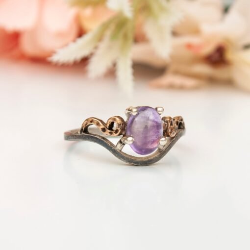Vintage Amethyst Engagement Ring, Amethyst Wedding Ring, Promise Ring, Purple Gemstone Ring, Natural Amethyst Silver Women Ring